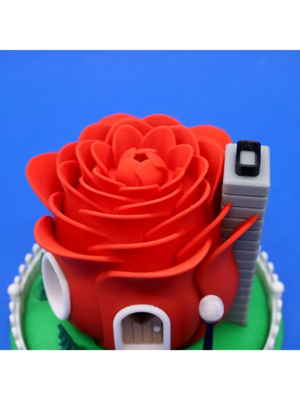 Red Rose Fairy House Night Light Battery Tea Light Holder